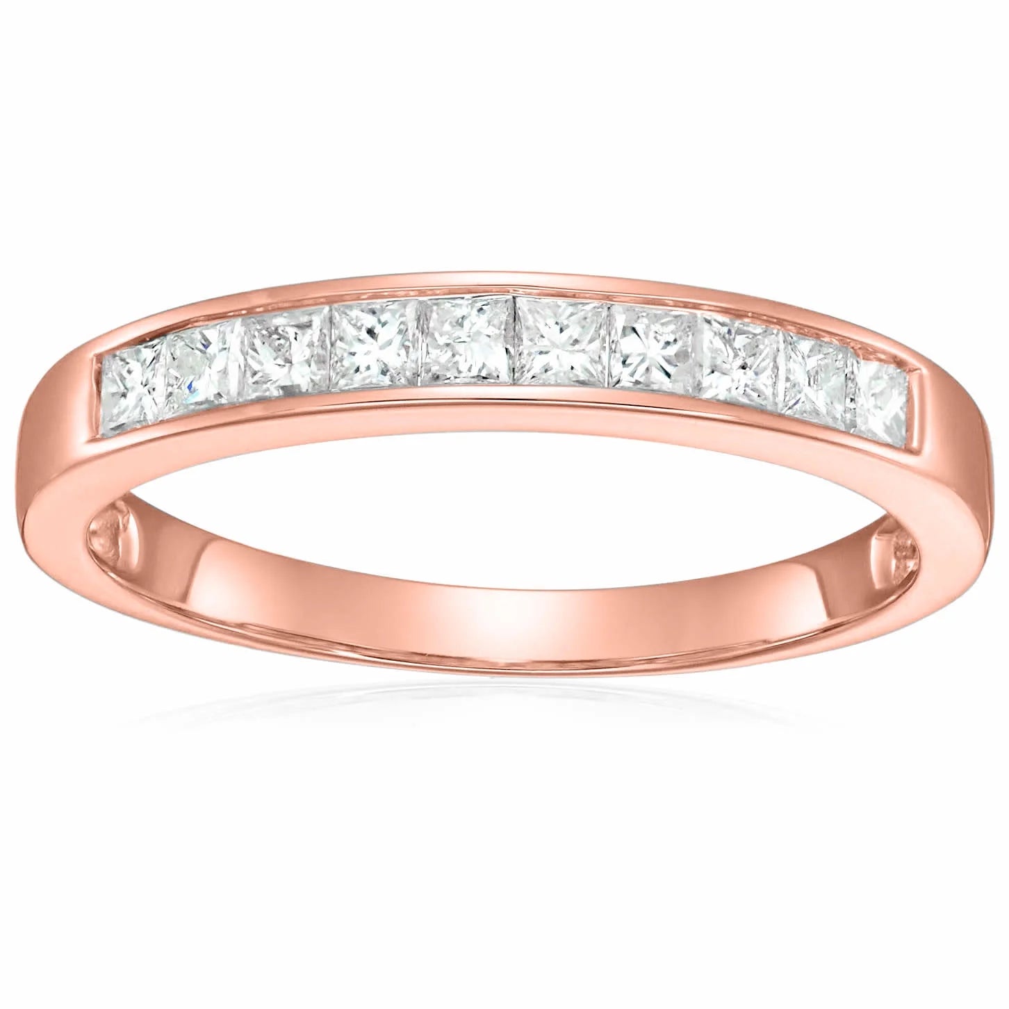 14K Yellow Gold Princess Cut Diamond Wedding Band Size 9 J7423