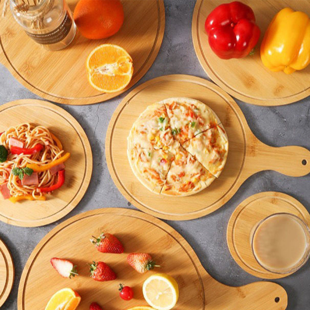 Round Bamboo Pizza Paddle Cutting Board D116