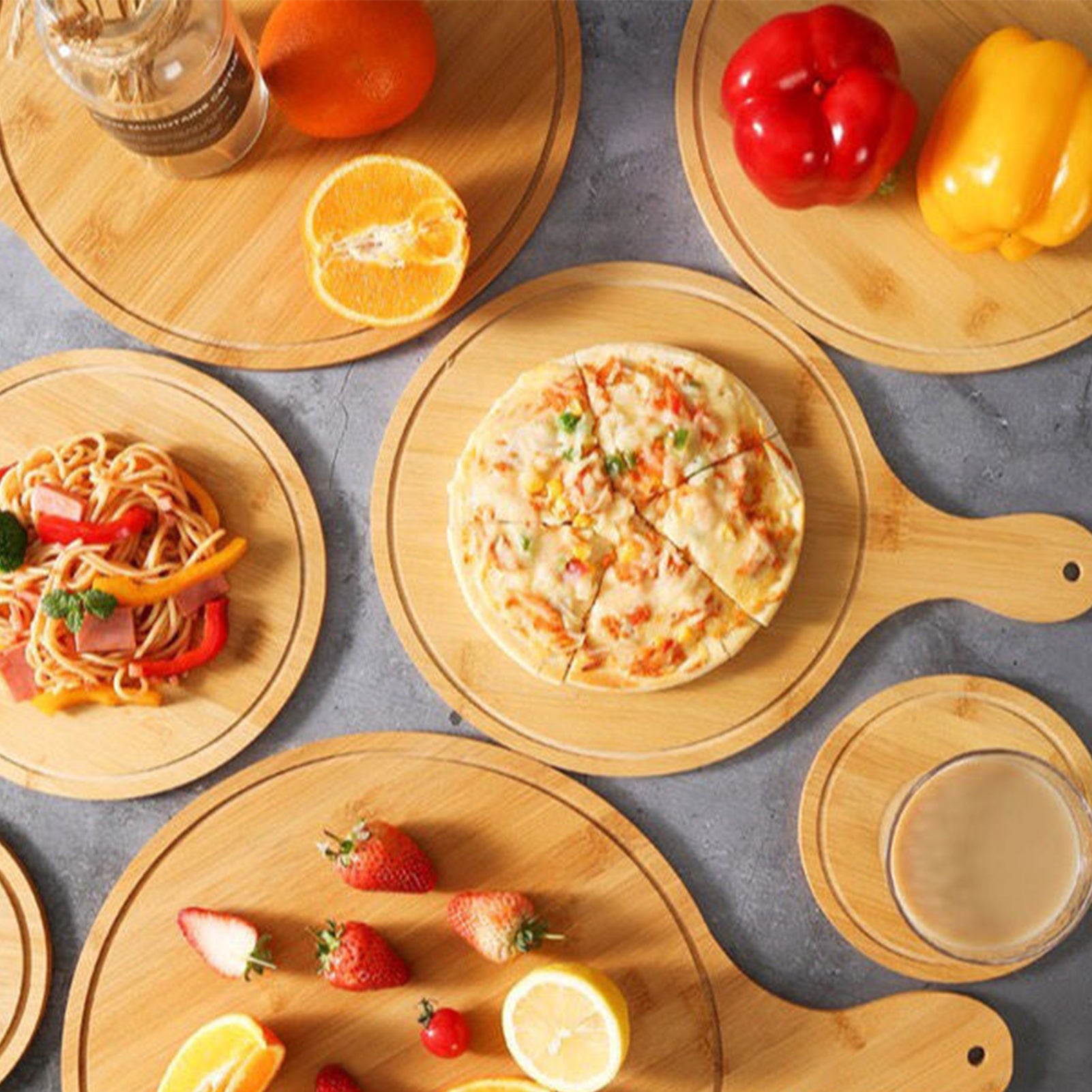 Round Bamboo Pizza Paddle Cutting Board D116