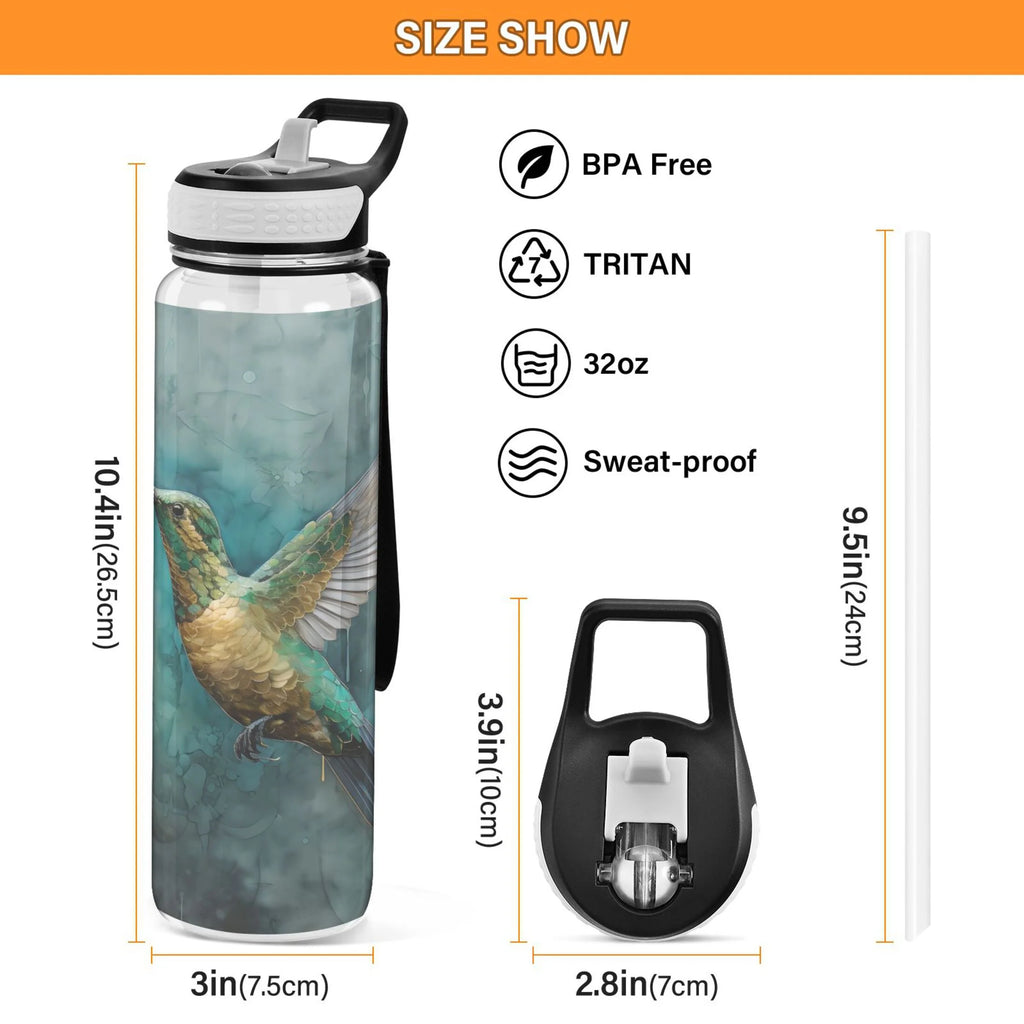 Green 32oz Tritan Water Bottle with Straw R337