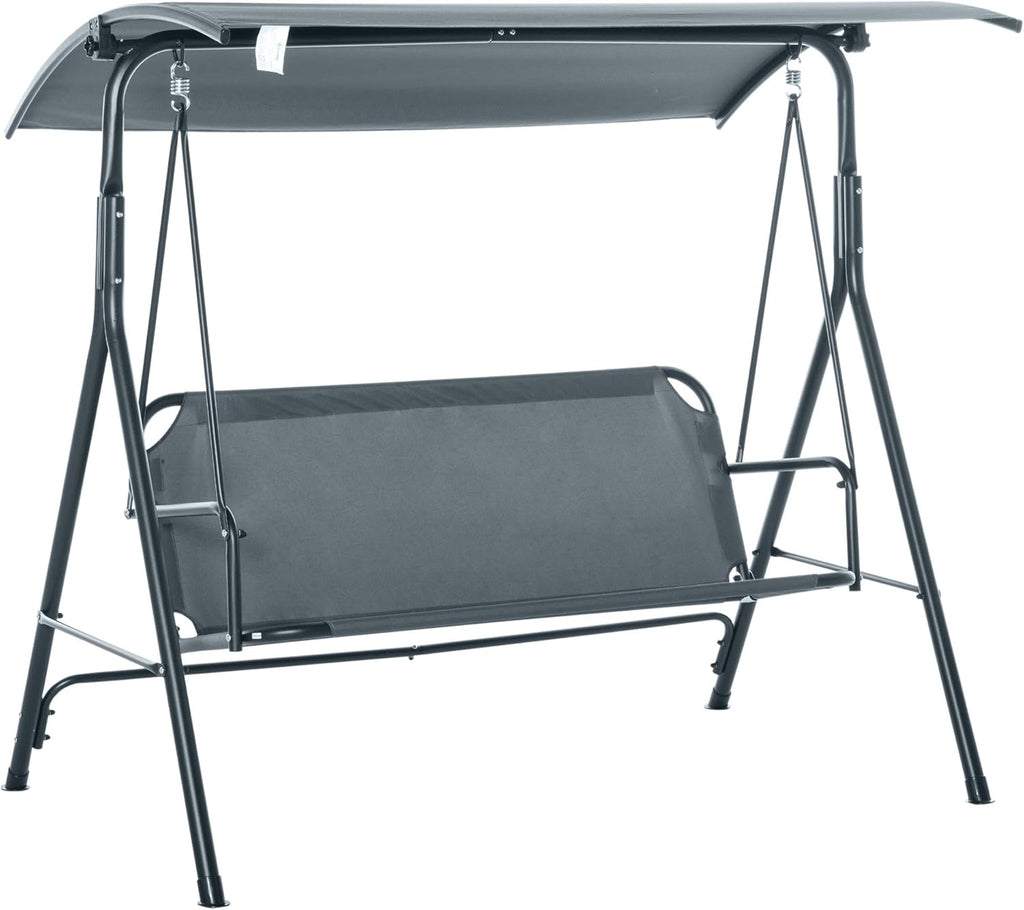 Black 3-Person Outdoor Swing with Adjustable Tilt Canopy D6258