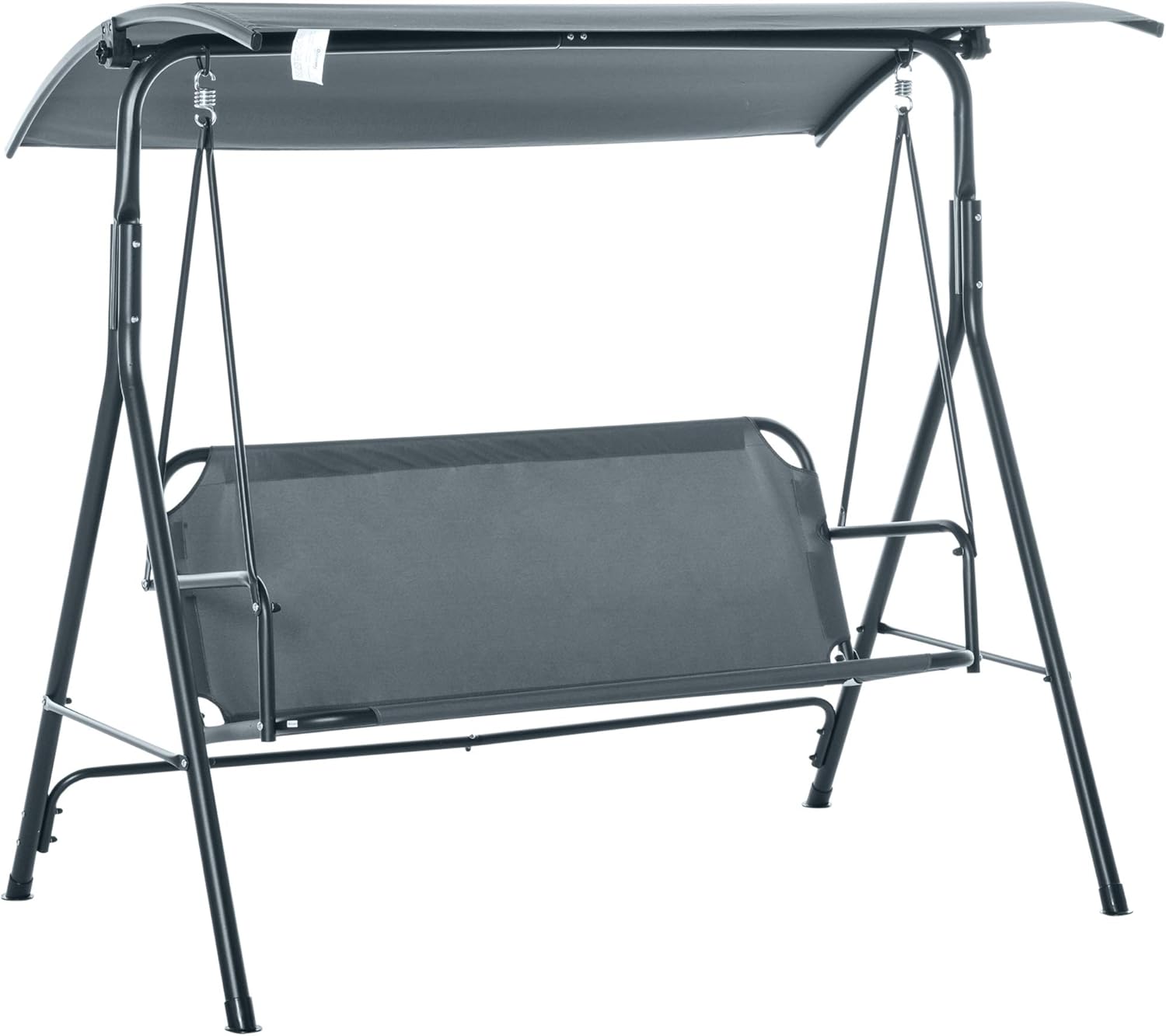 Black 3-Person Outdoor Swing with Adjustable Tilt Canopy D6258