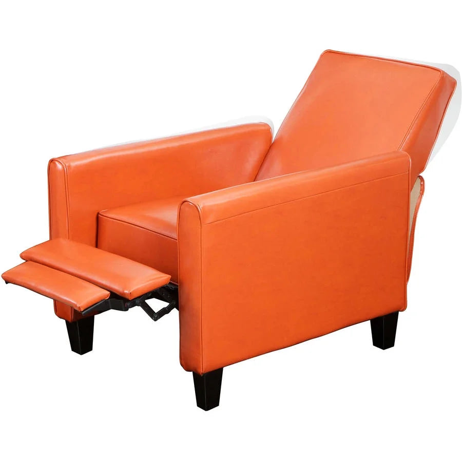 Orange Bonded Leather Push Back Recliner I389