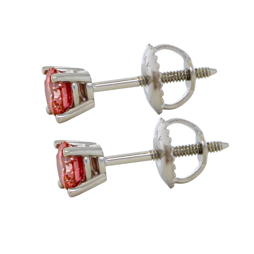 0.75 Cttw Lab Grown Pink Diamond Stud Earrings 14k White Gold F7890