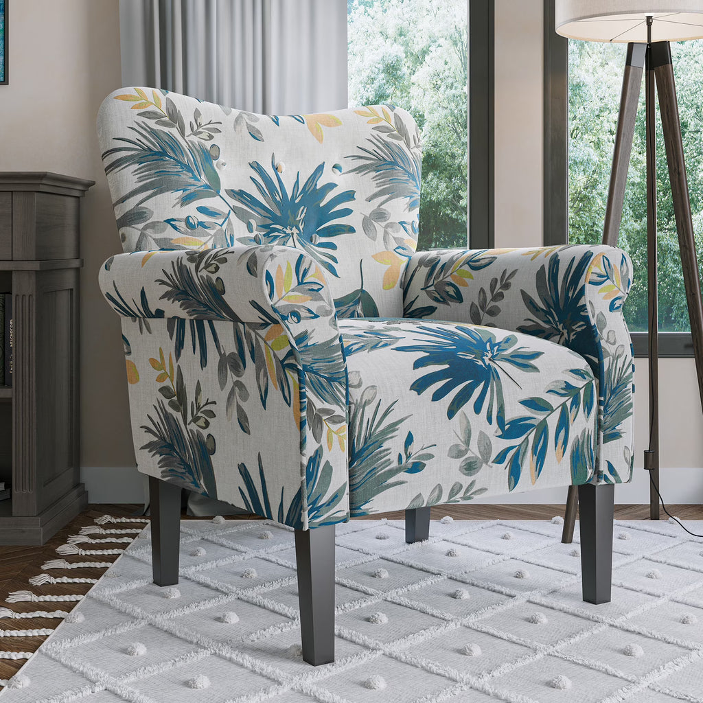 Blue Floral Accent Armchair M4785