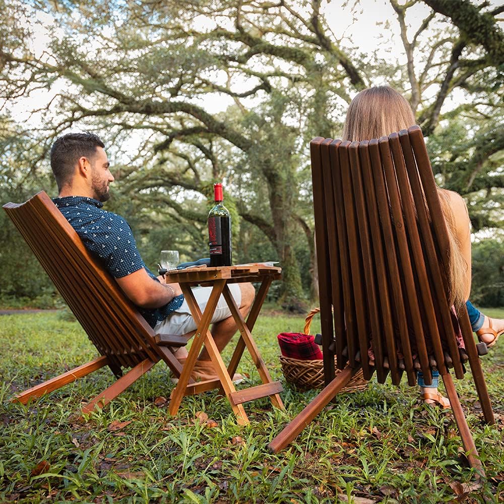 Folding Acacia Wood Outdoor Lounge Chair O392205