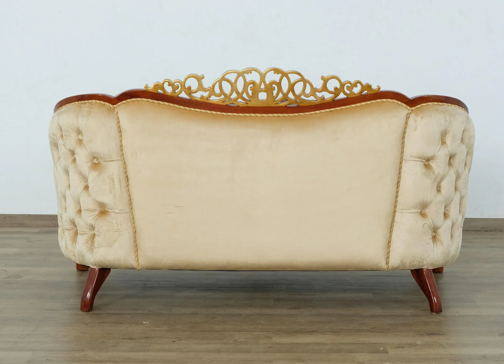 Brown & Gold Wood Trim Loveseat J2959