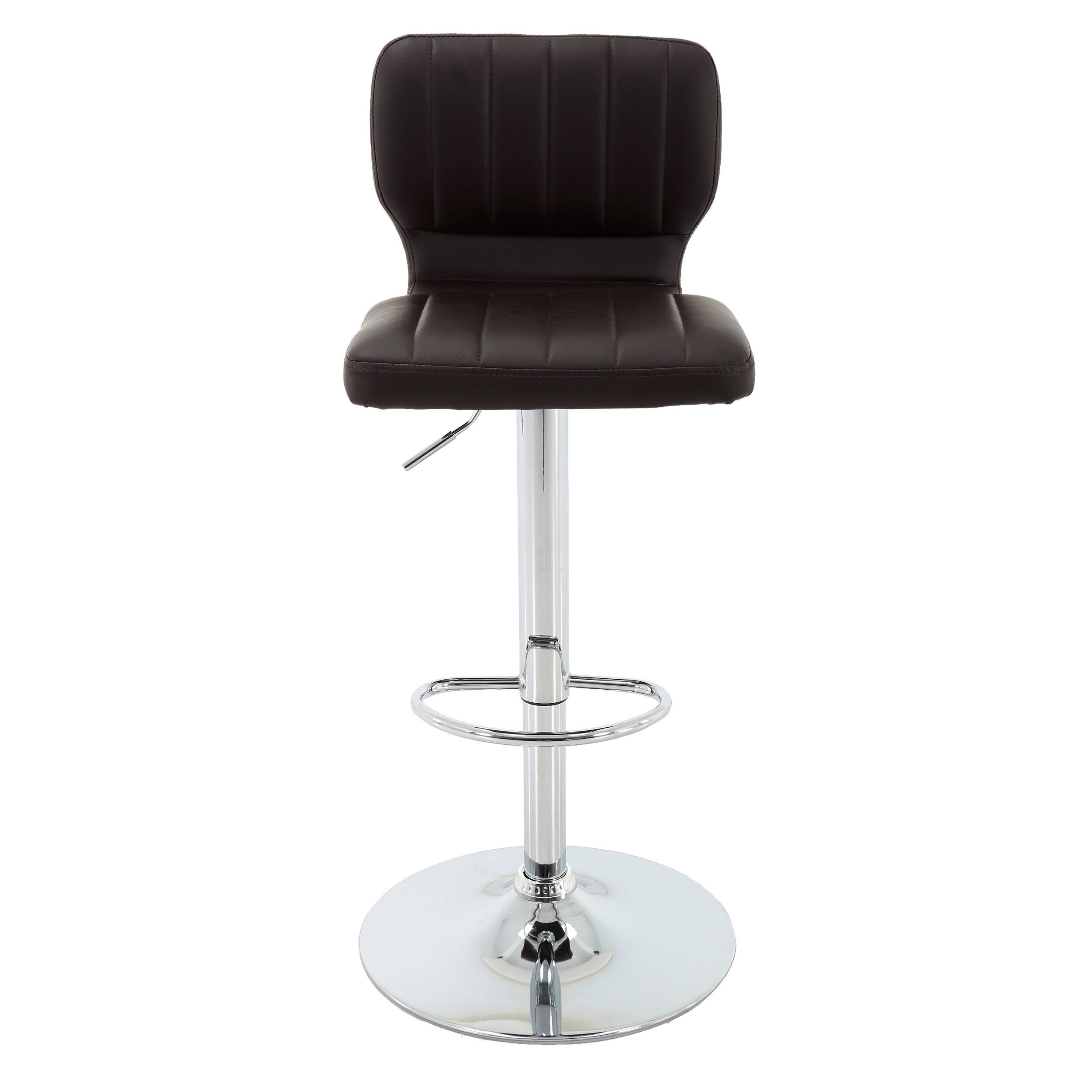 Brown PU Leather Bar Stool Set of 2 Adjustable I1856