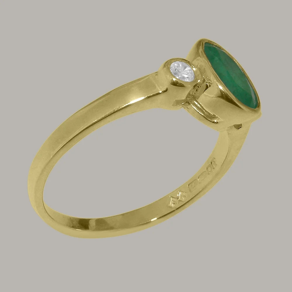 9k Yellow Gold Emerald Diamond Ring P704