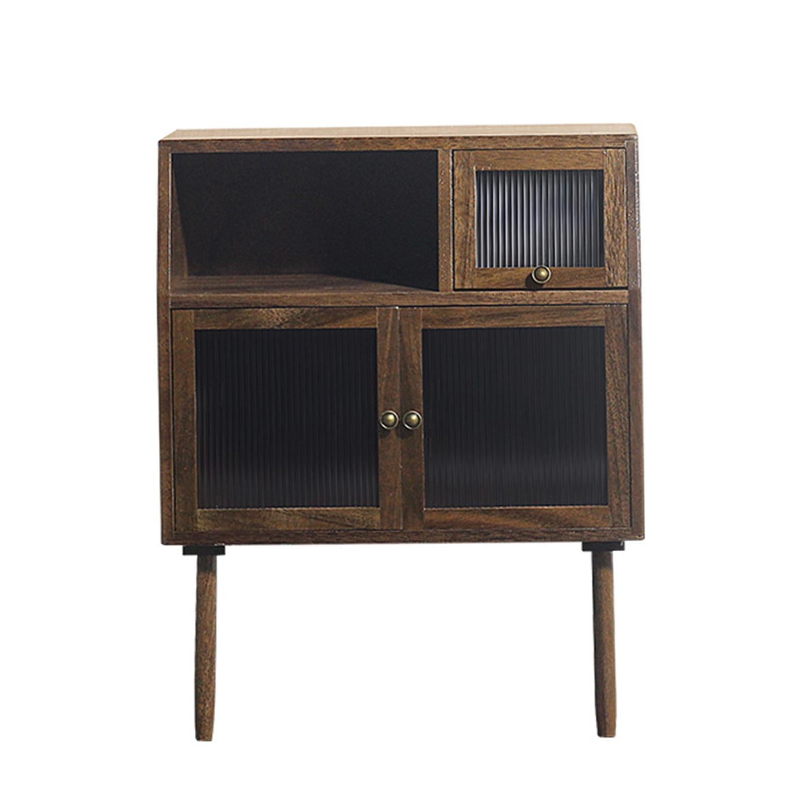 Walnut Cabinets Multipurpose Cupboard for 1/6 1/12 Scale Dollhouse T7822