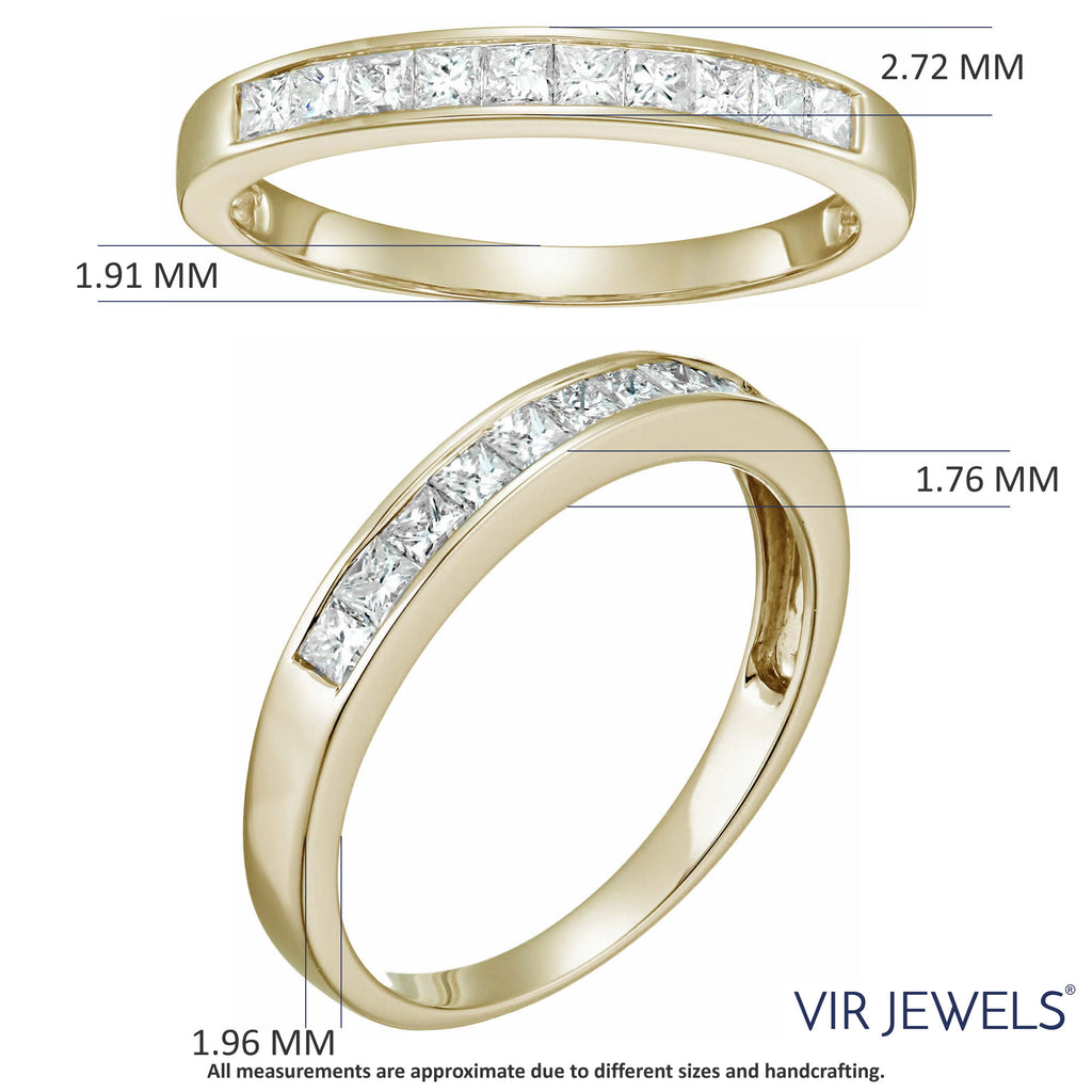 14K Yellow Gold Princess Cut Diamond Wedding Band Size 9 J7423