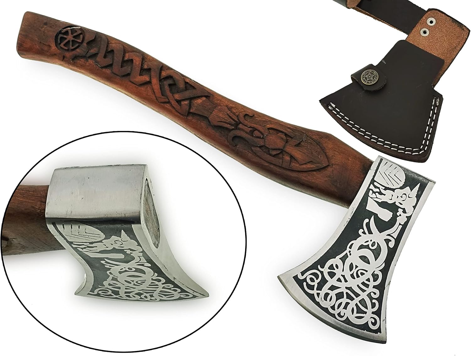 16 Inches Carbon Steel Axe with Rose Wood Handle H19559