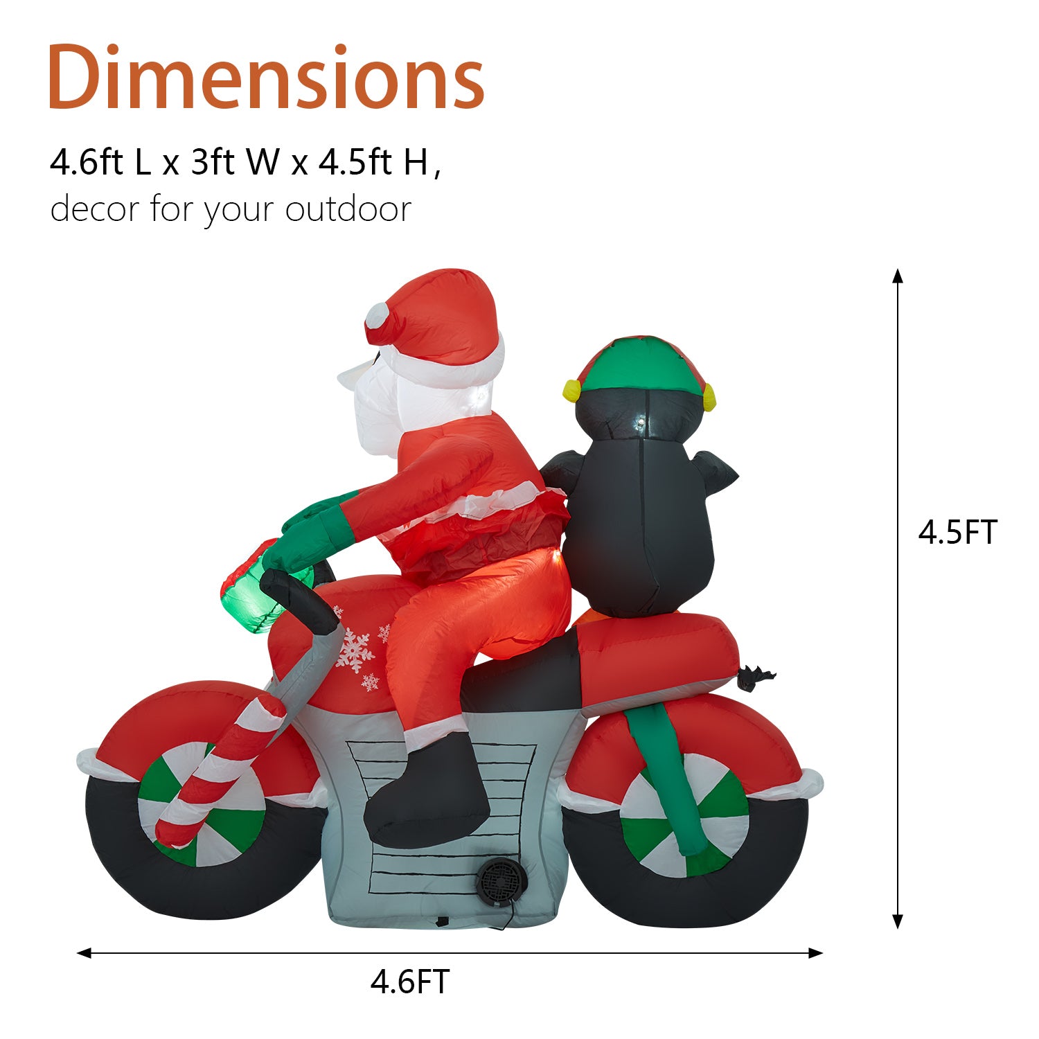 Christmas Inflatable Santa Claus Penguin on Motorcycle Outdoor Decoration A616670