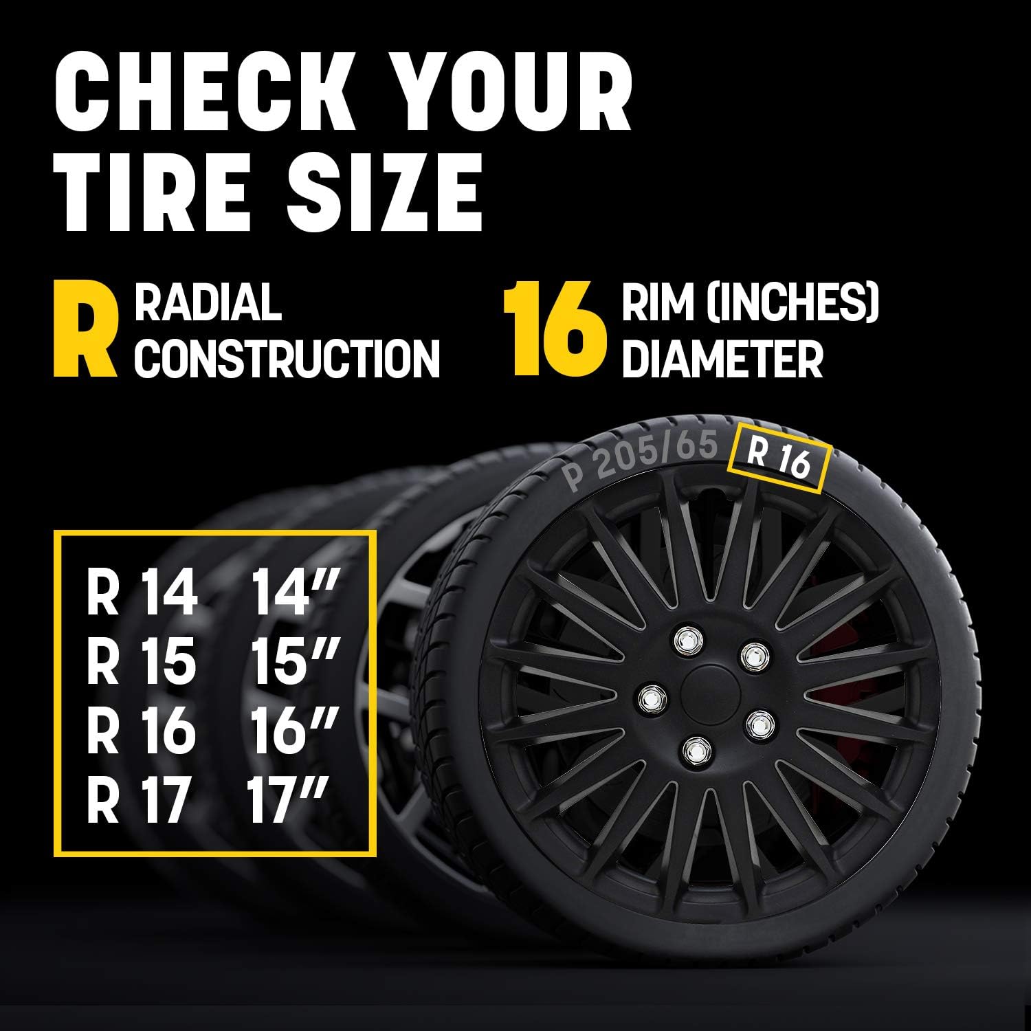 All Black Indy Wheel Cover Set of 4 Z67004