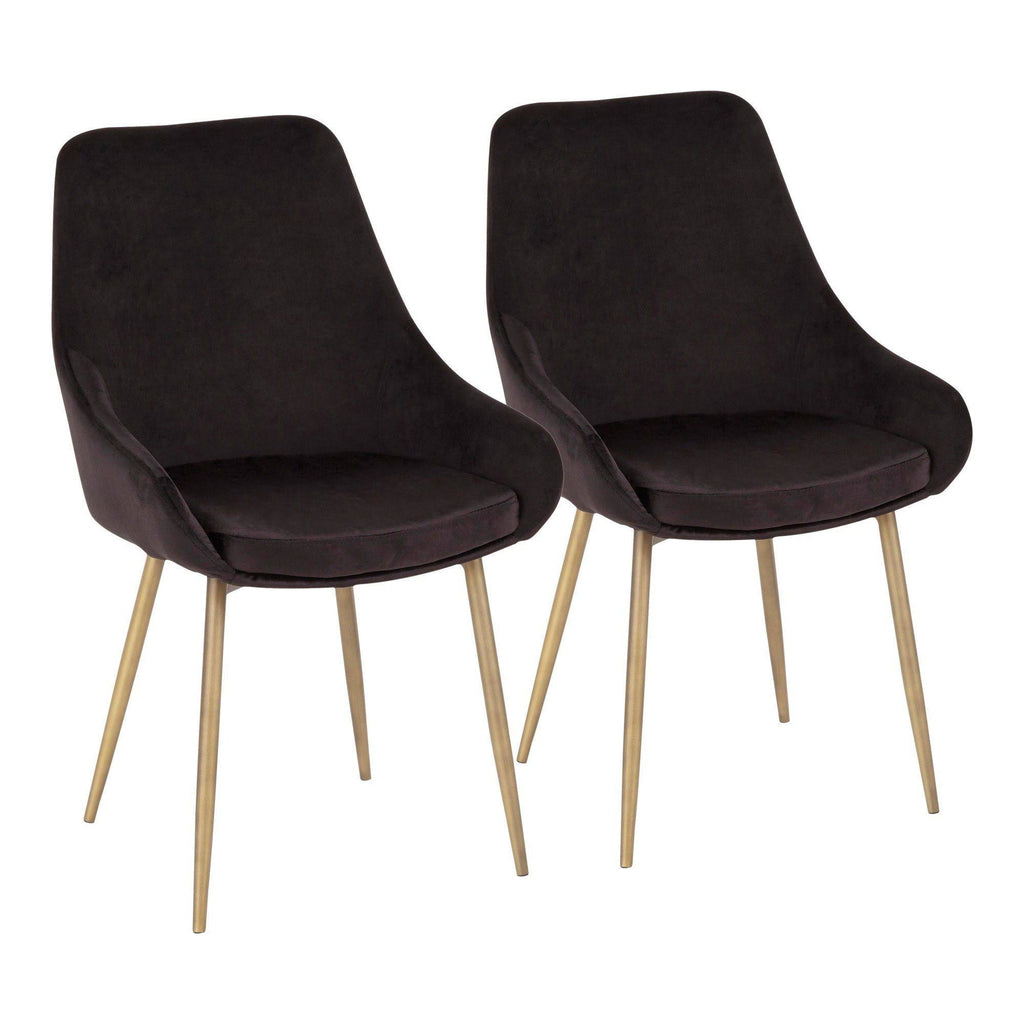 Black Solid Back Dining Side Chair, Set of 2 B331