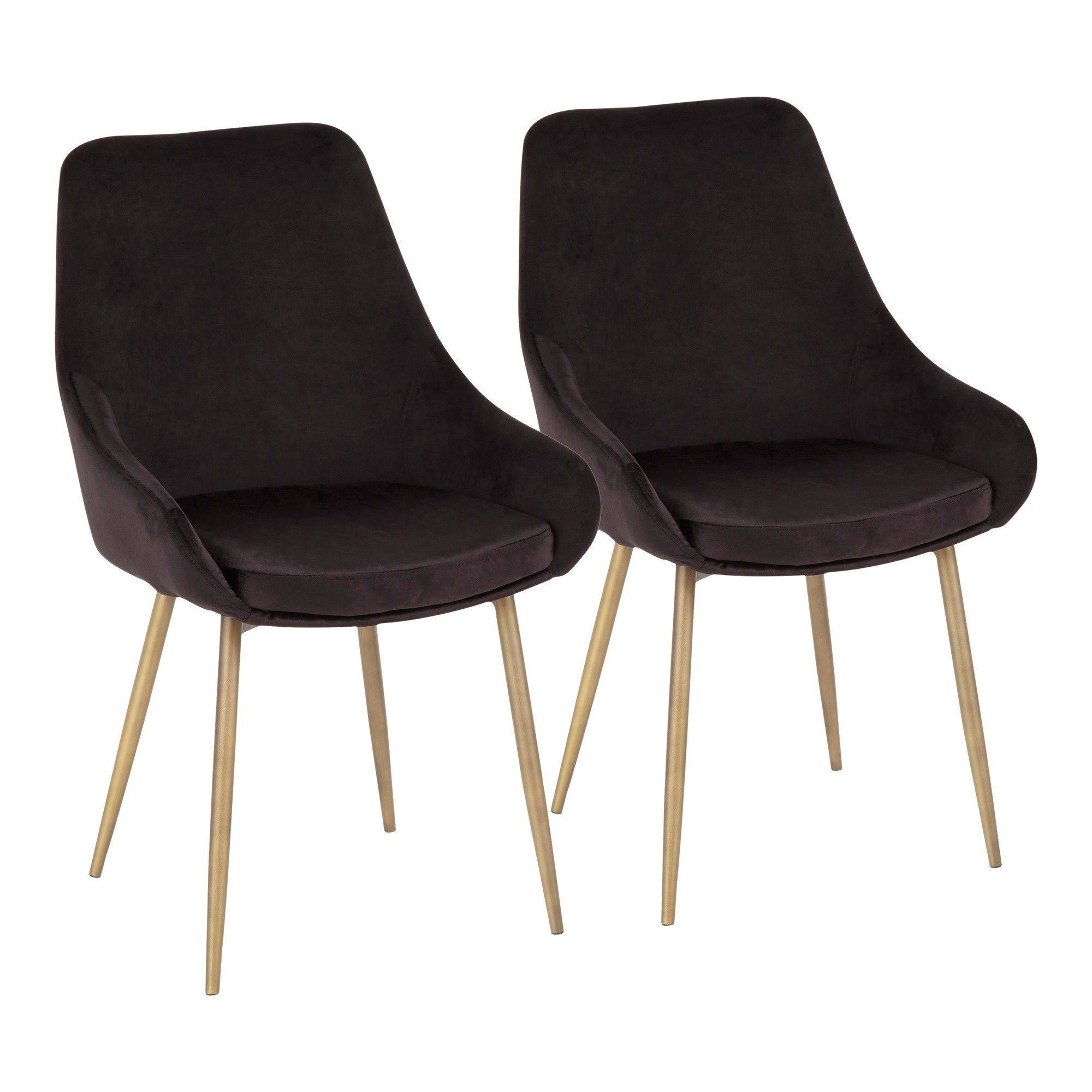Black Solid Back Dining Side Chair, Set of 2 B331