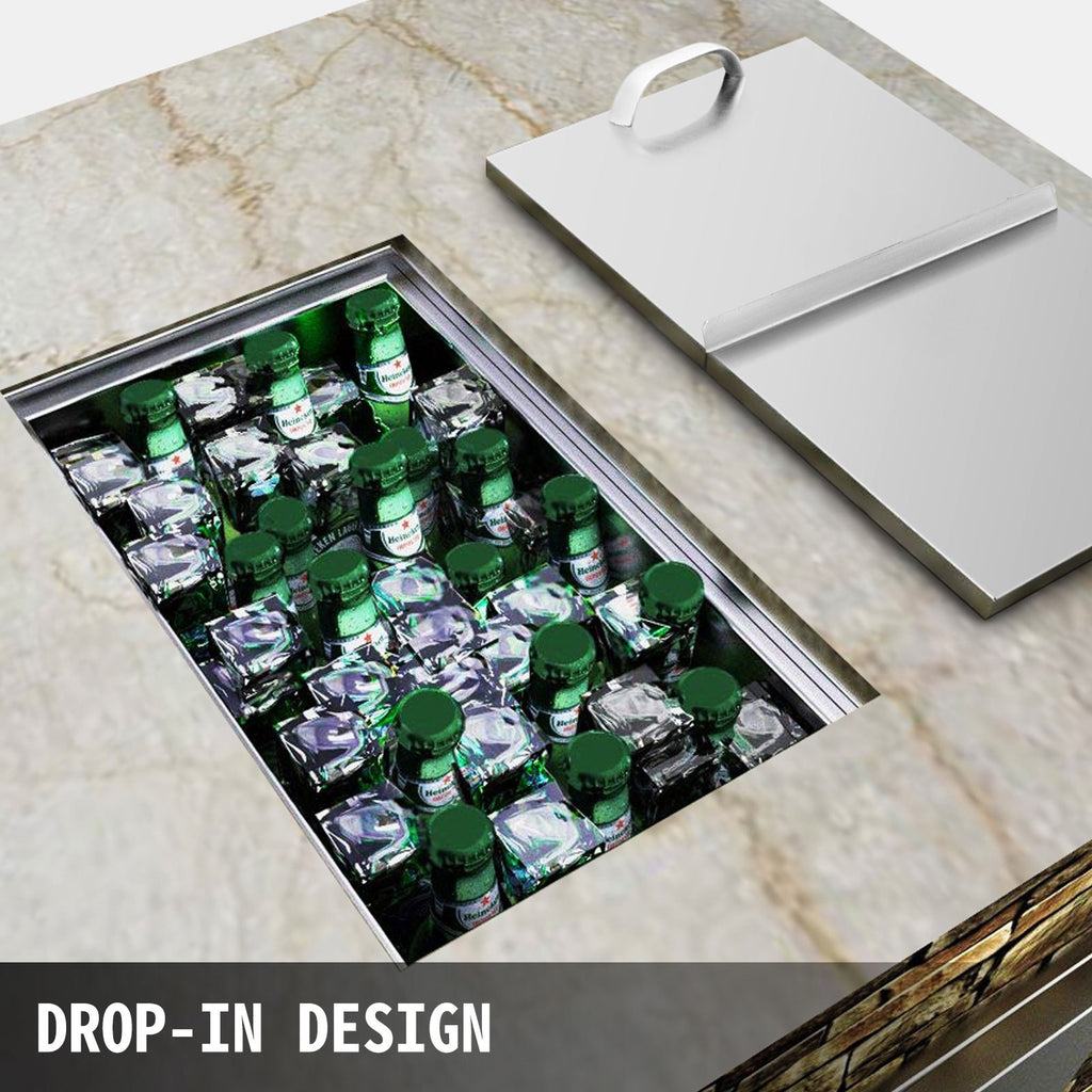 Stainless Steel Drop in Ice Chest with Sliding Cover Ice Cooler H274309