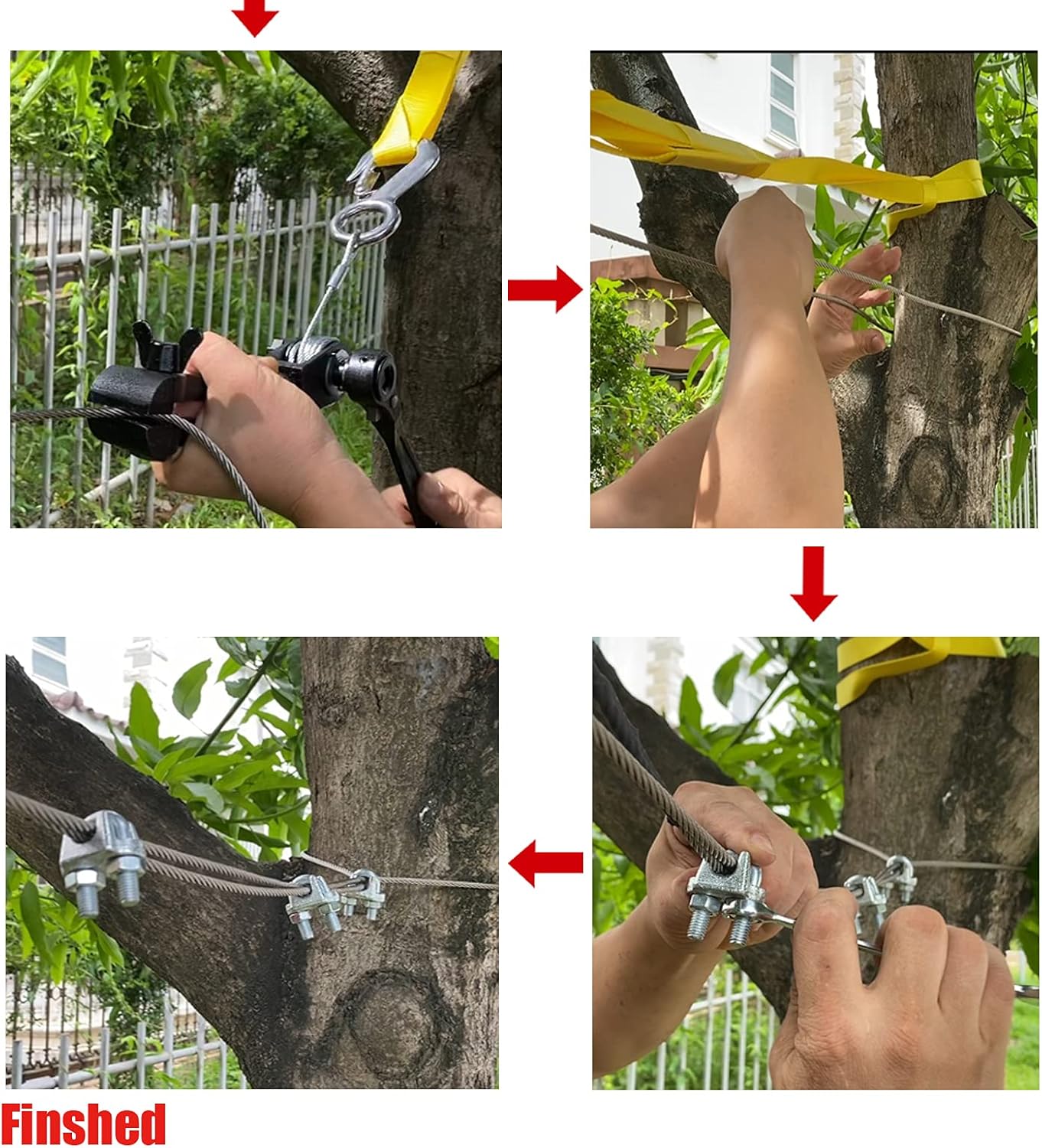 Zipline Tensioning Kit with Mini Ratchet, Cable Grip, Tree Sling, Pack of 2 U1651