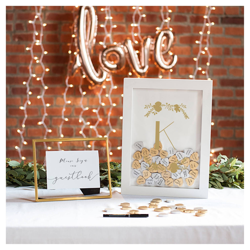 Gold Heart Drop Guestbook V709