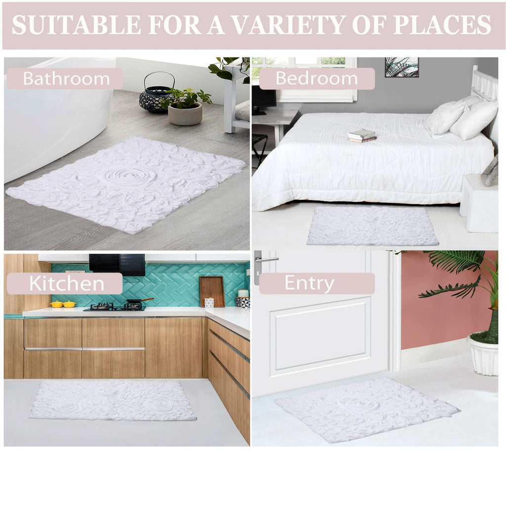 100% Cotton Tufted Bath Rugs, 24"x40" Rectangle, White C3573