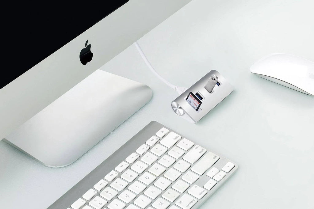 USB 3.0 3-Port Aluminum Hub with SD/TF Card Reader J5202