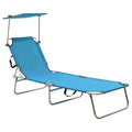 Folding Sun Lounger with Canopy Steel Turquoise and Blue V10586