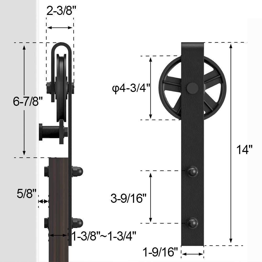 13 ft. Frosted Black Sliding Barn Door Track and Hardware Kit with Non-Routed Floor Guide J84960