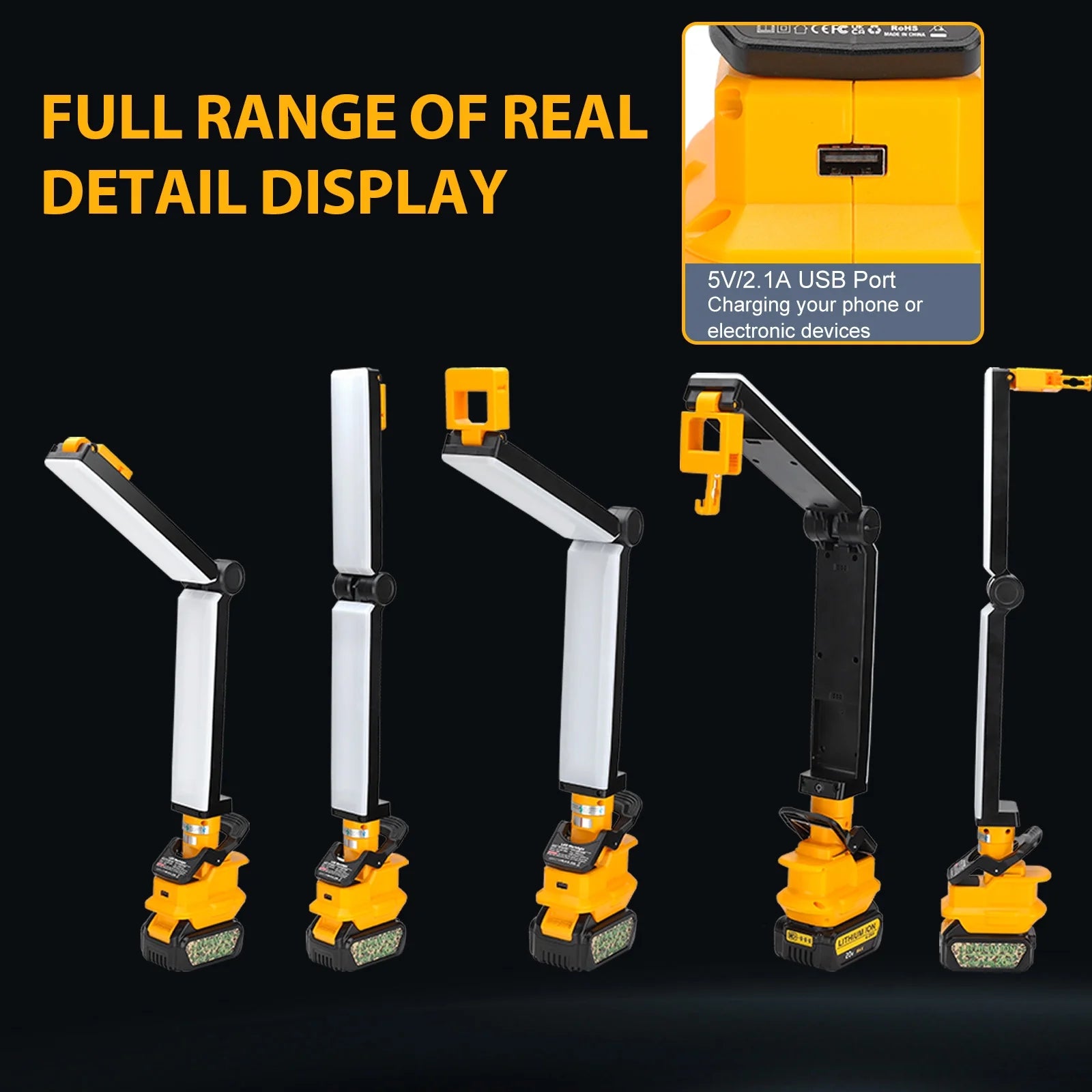 30W 2400LM LED Clip Work Light for DEWALT 18V/20V Li-ion Battery V798292