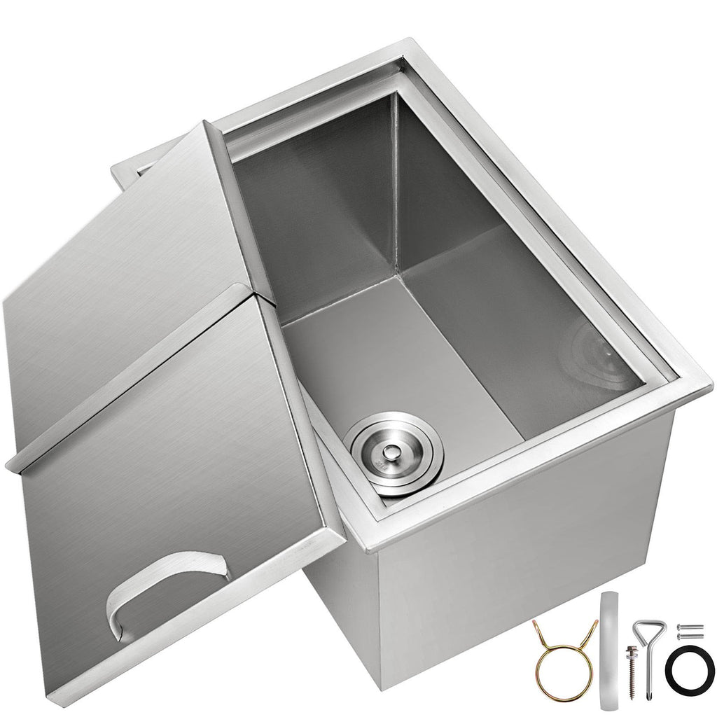 Stainless Steel Drop in Ice Chest with Sliding Cover Ice Cooler H274309