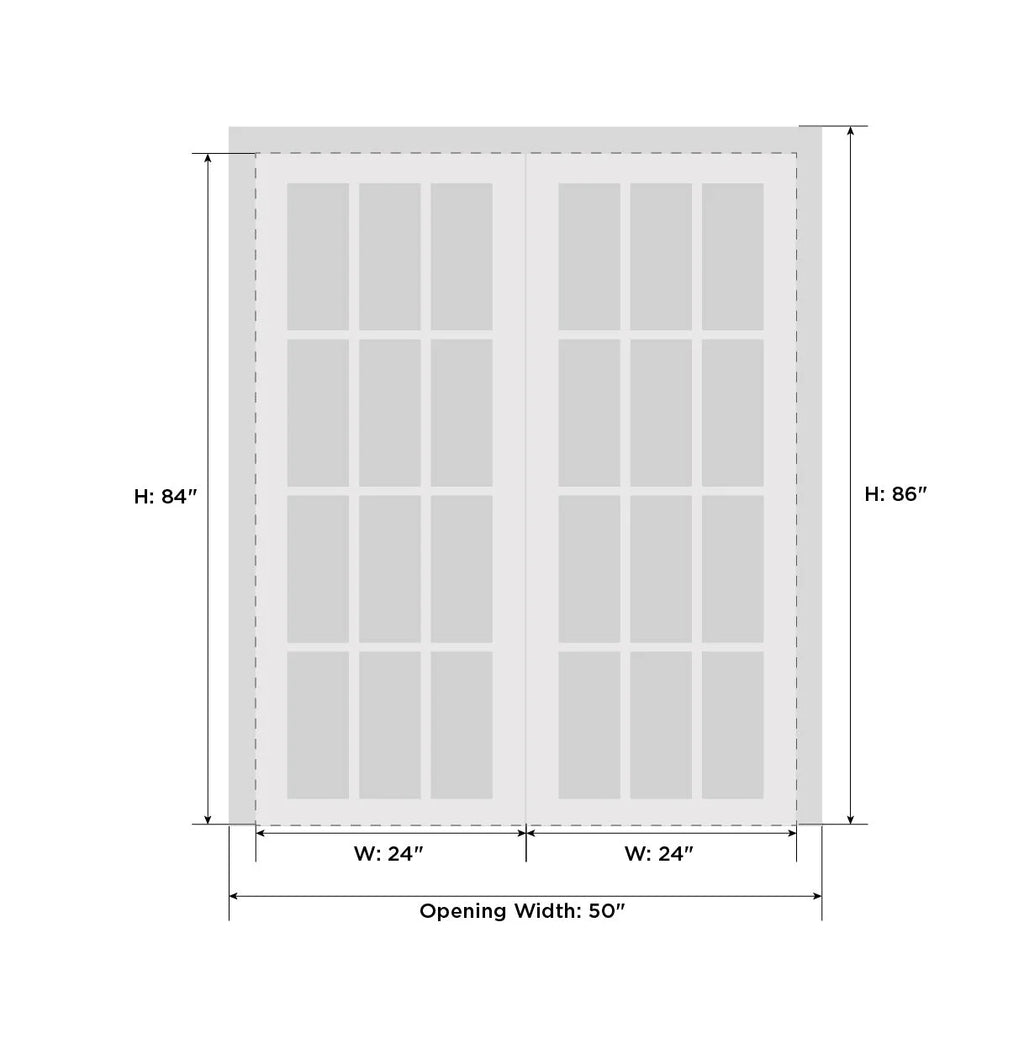 Solid French Double Doors 48 x 84 inches Wood Interior V4032