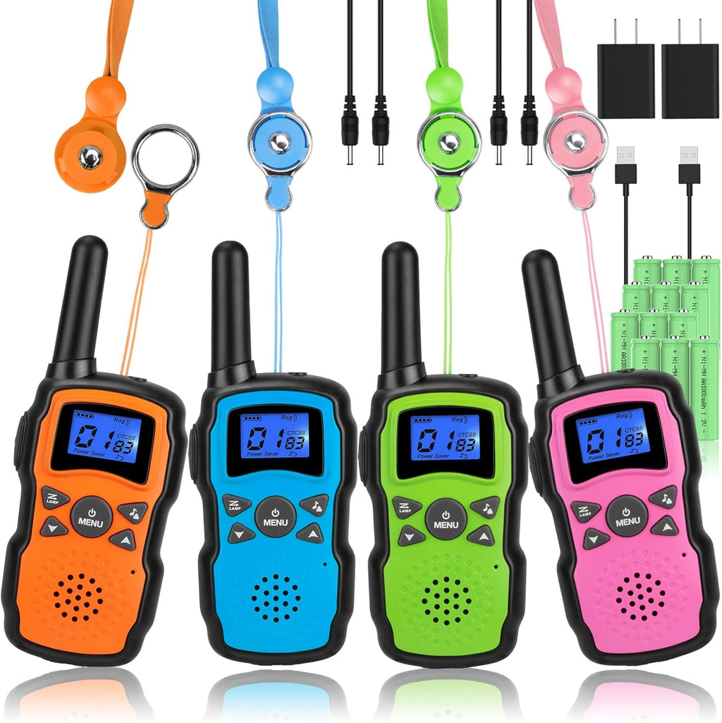 Rechargeable 4 Pack 2 Way Radio Walkie Talkies with 2 USB Chargers 12000mAh Battery I11306