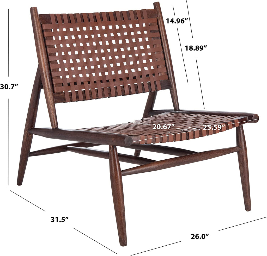 Brown Leather Woven Accent Chair Y972