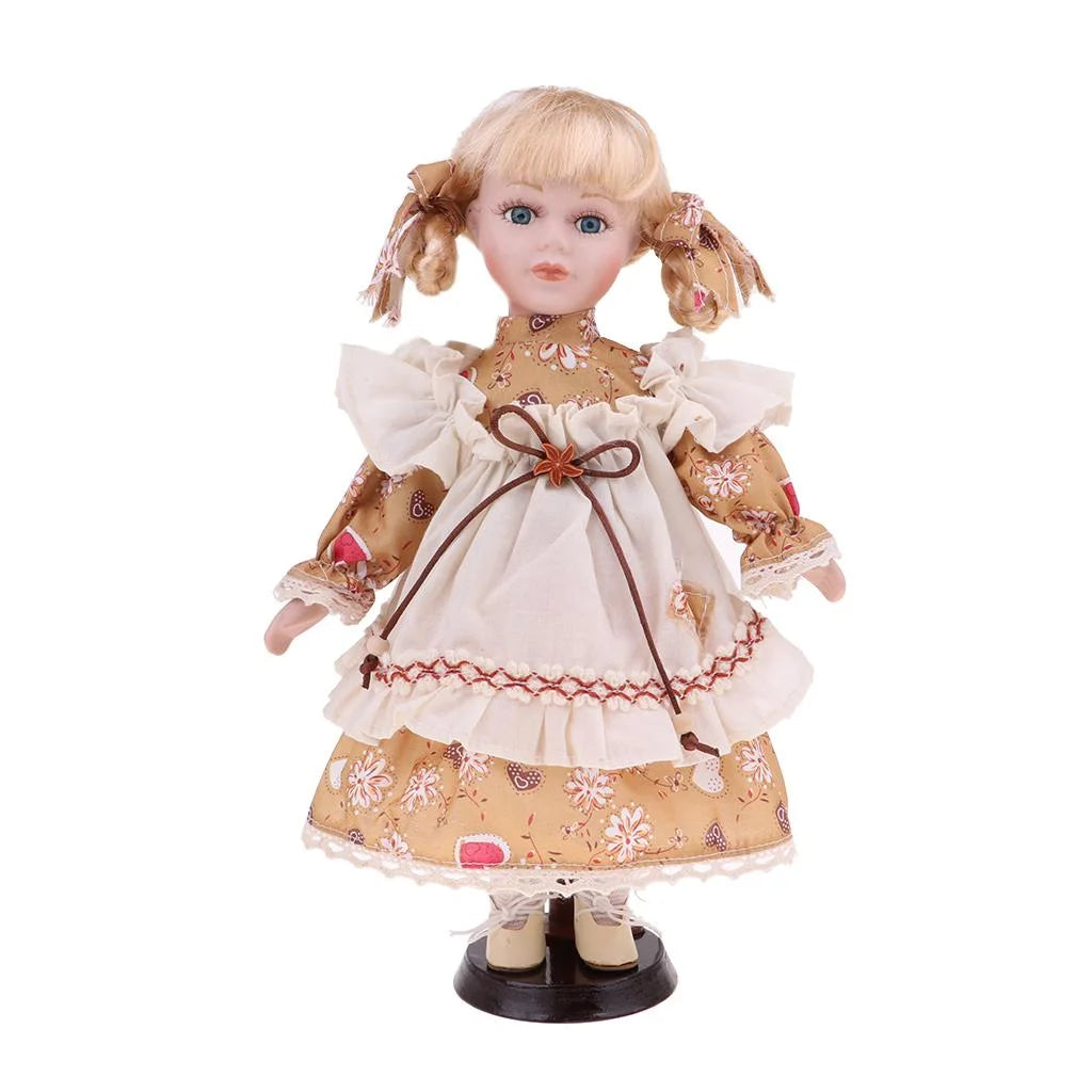 30cm Porcelain Girl Doll with Clothes Yellow J9666