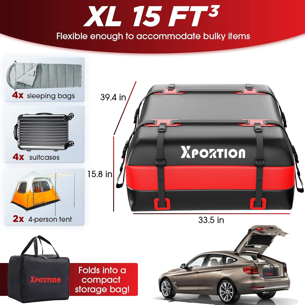 Waterproof Rooftop Cargo Carrier Bag, 21 Cubic Feet, with Non-Slip Mats and Straps Z648800