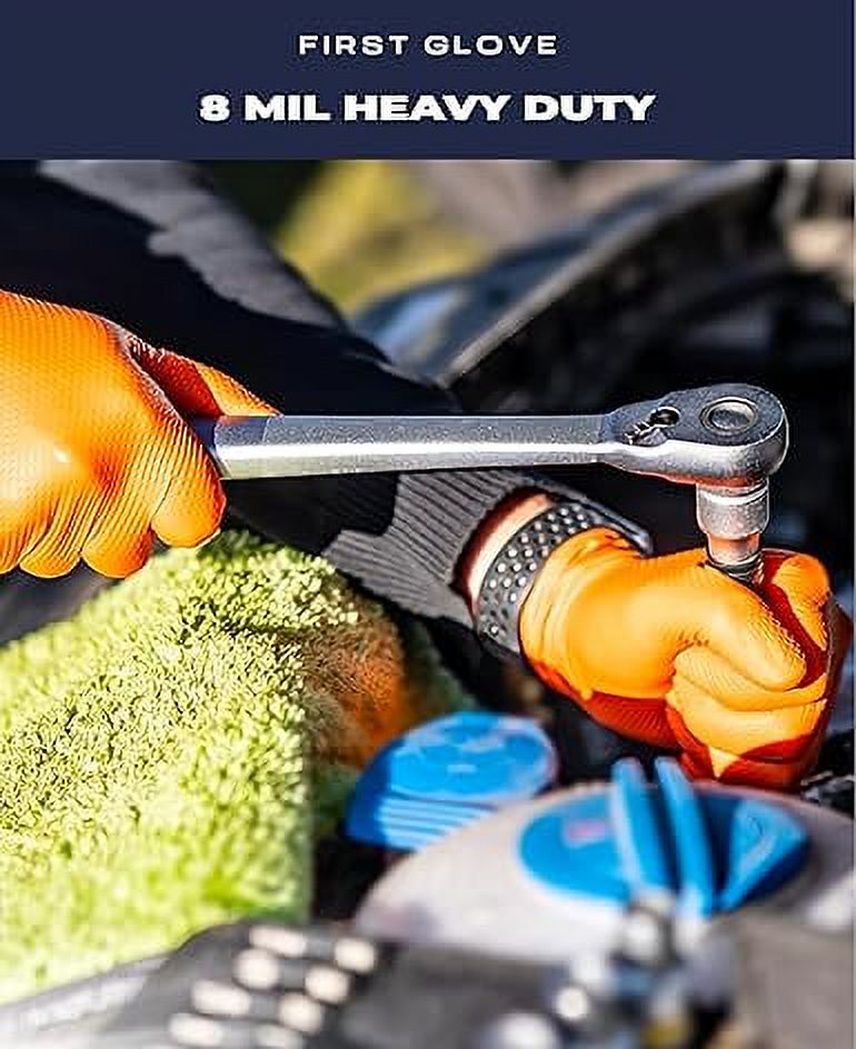 Heavy Duty Disposable Nitrile Gloves, Large, 1000 Ct., 8 Mil, Orange S407
