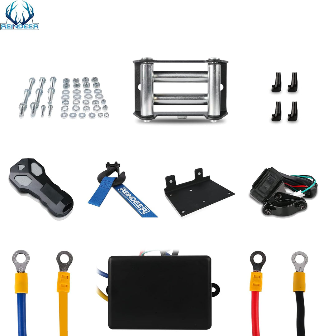 12V 3000 lb Electric Winch Kit with Steel Cable Wire Rope Waterproof IP67 W67803