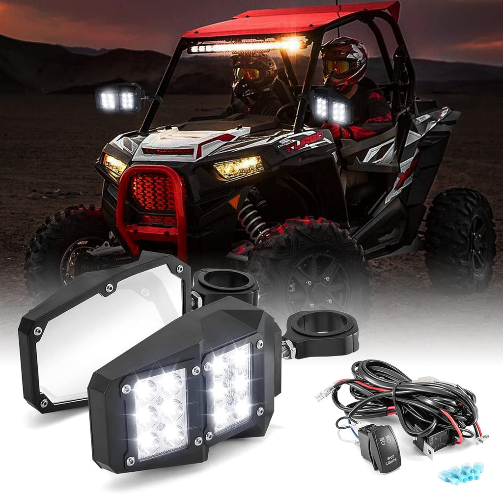 UTV Side Rear View Mirrors with LED Spot Lights H72796