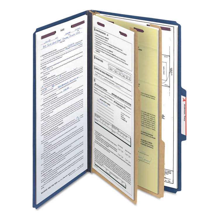 Dark Blue Legal Size Pressboard Classification Folders with Fasteners, 10/Box T998