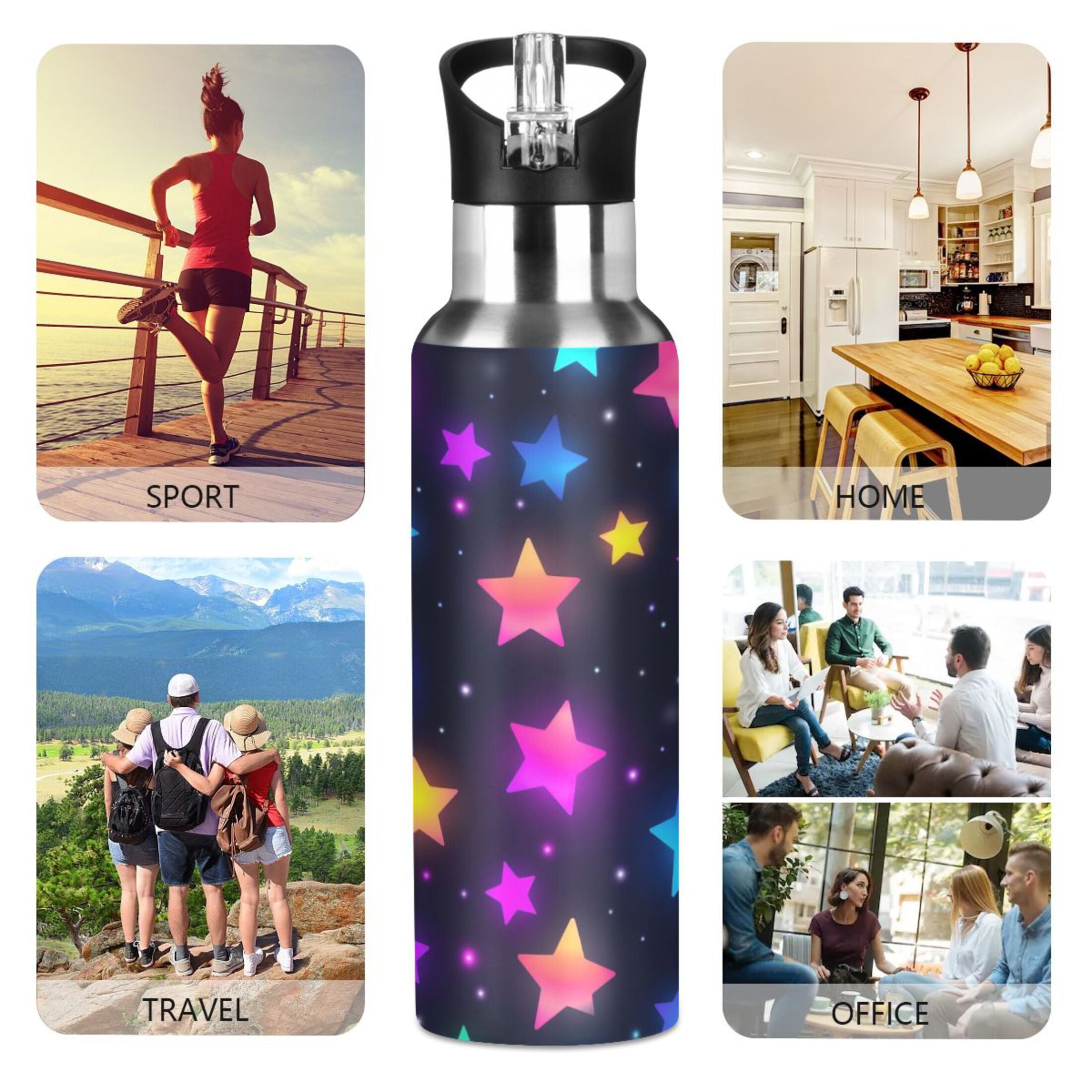 20 oz Insulated Stainless Steel Water Bottle with Straw Lid P842