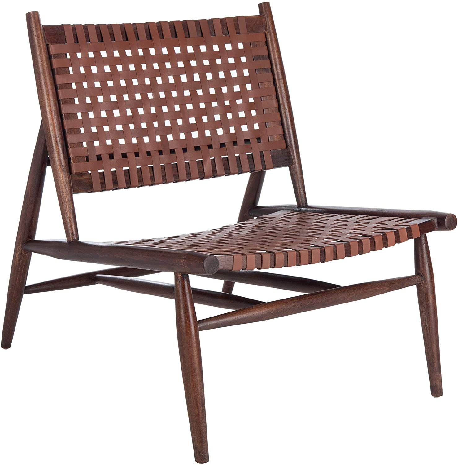 Brown Leather Woven Accent Chair Y972