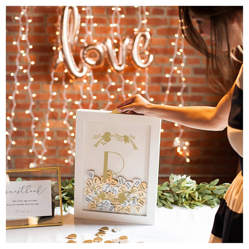 Gold Heart Drop Guestbook V709