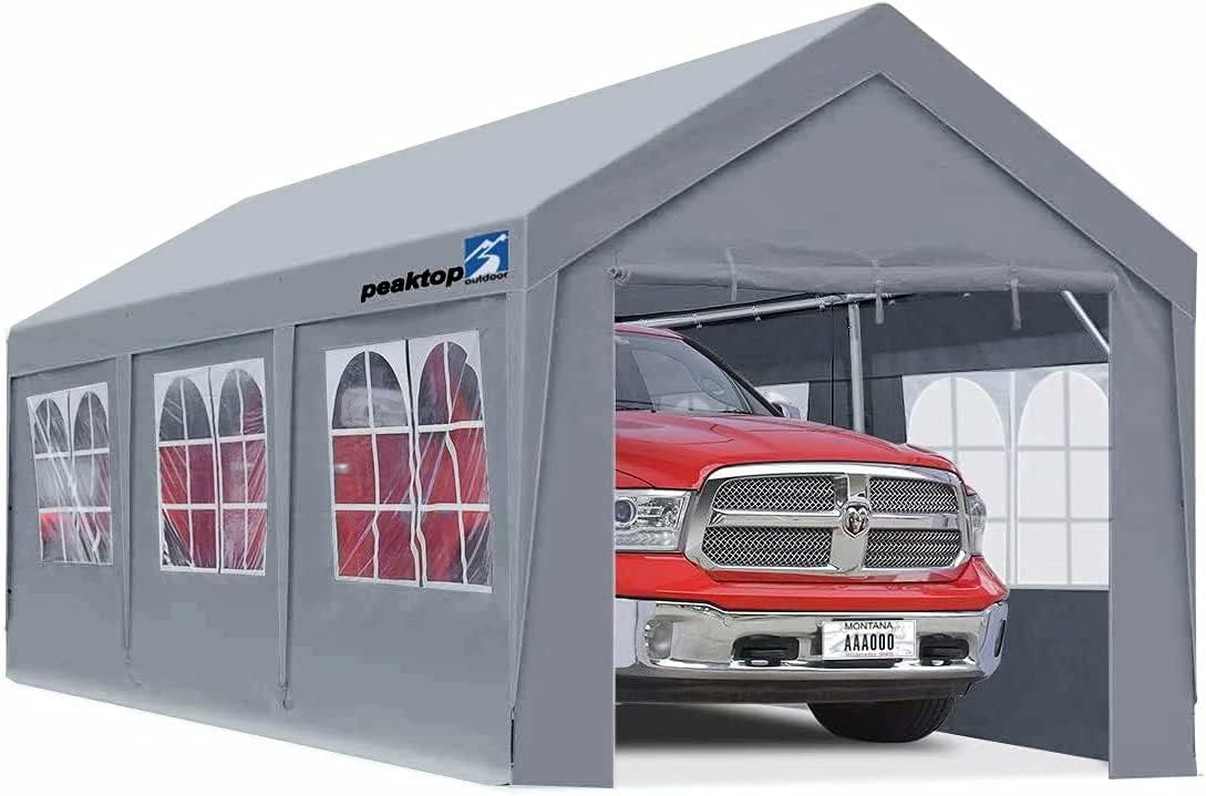 10 x 20 ft Heavy Duty Carport Canopy with Removable Sidewalls L258472