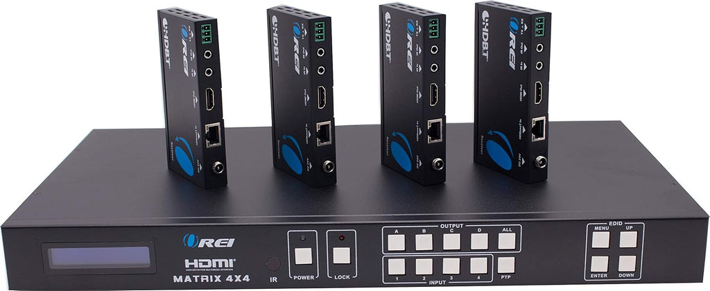 4x4 HDMI Extender Matrix with HDR Switcher & IR Control, RS-232, 4 Receivers Included A14938