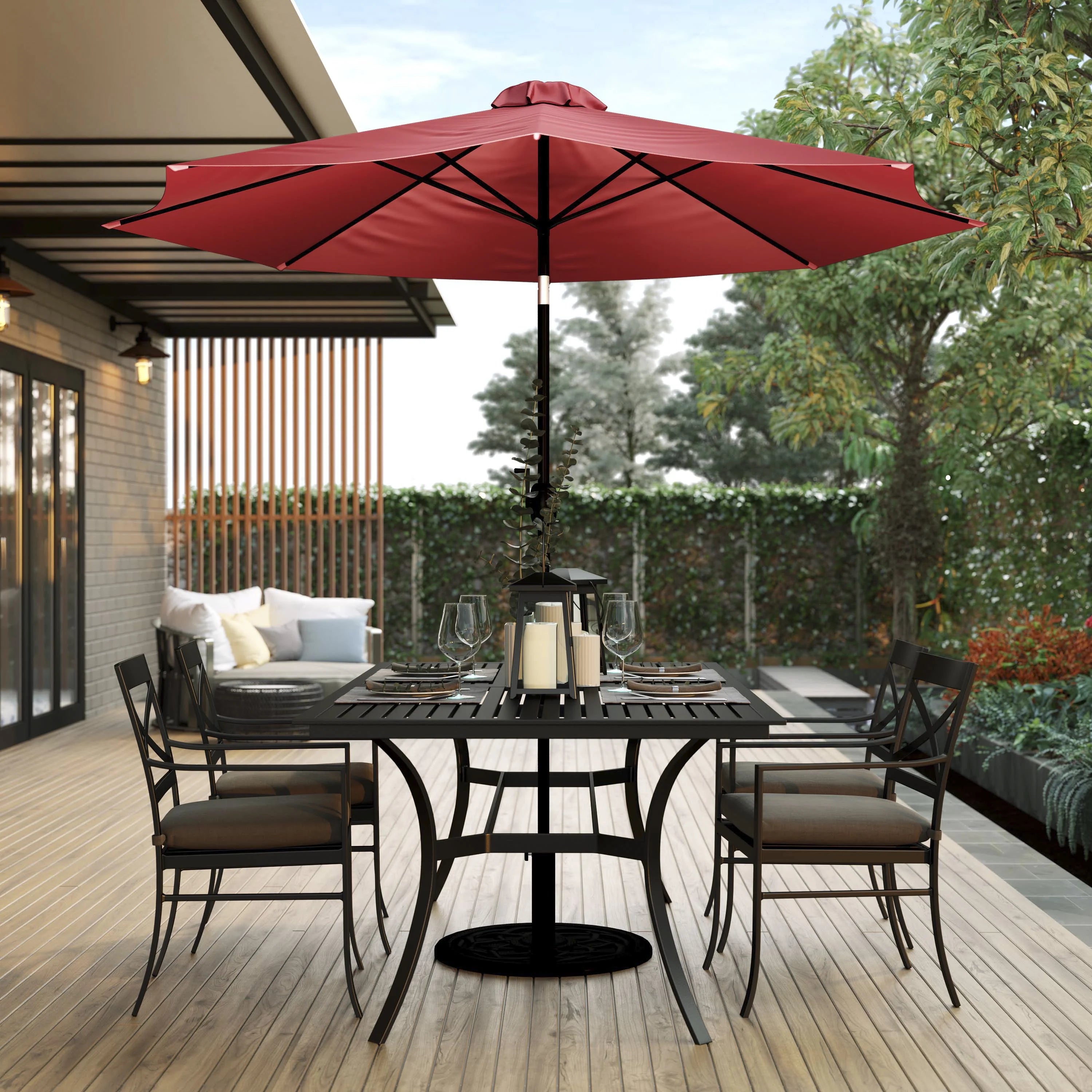 Red 9 FT Round Umbrella with Aluminum Pole L321
