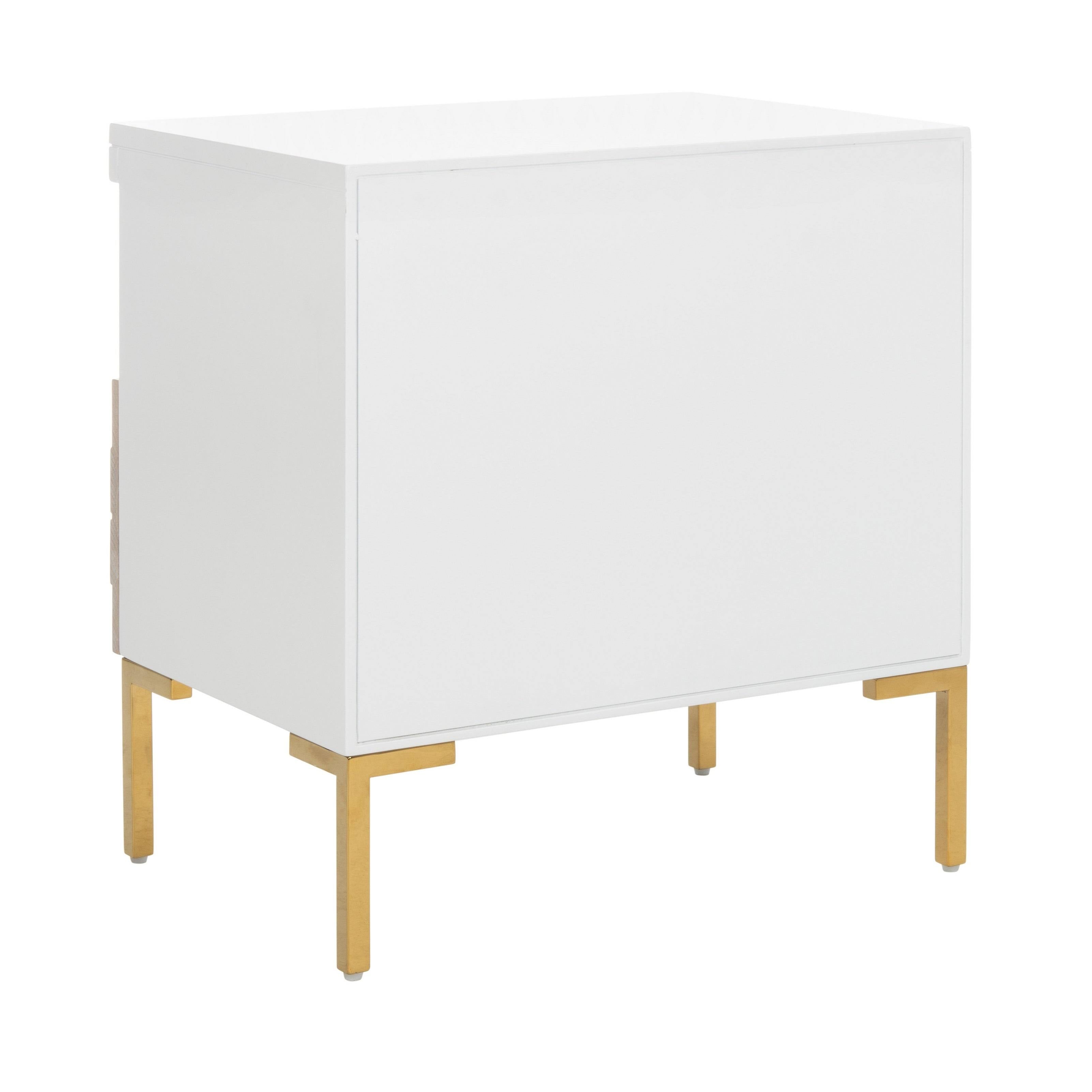White/Gold 1 Drawer Side Table O807
