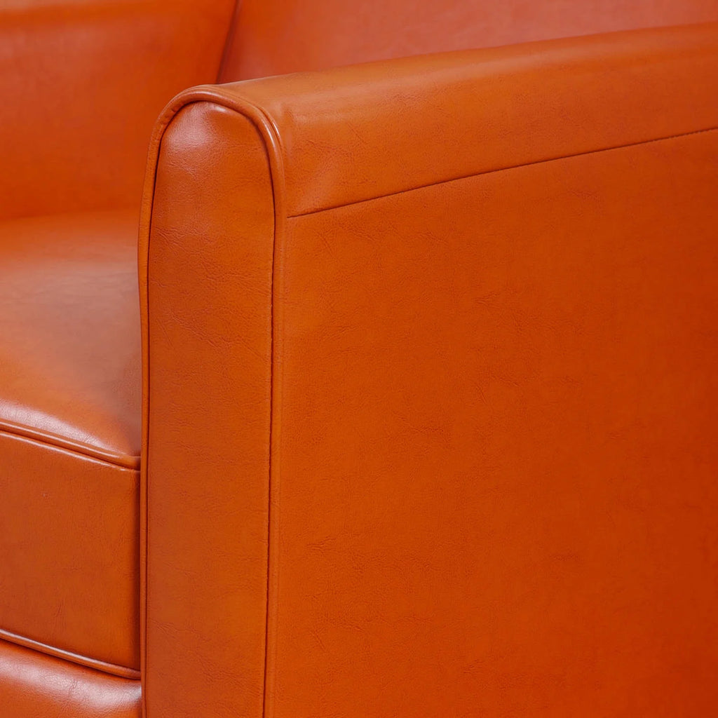 Orange Bonded Leather Push Back Recliner I389