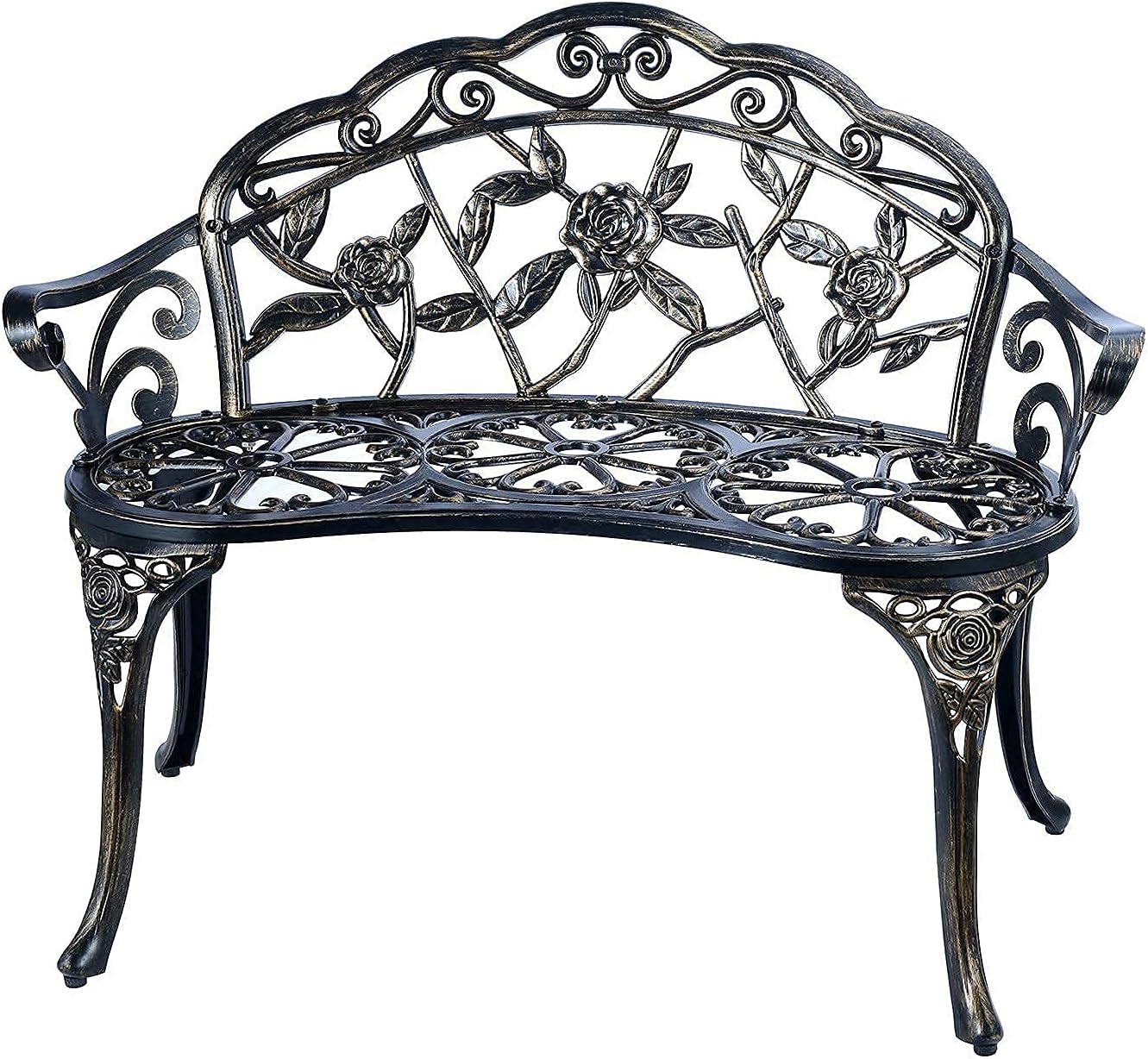 Green Cast Aluminum Patio Bench T8462