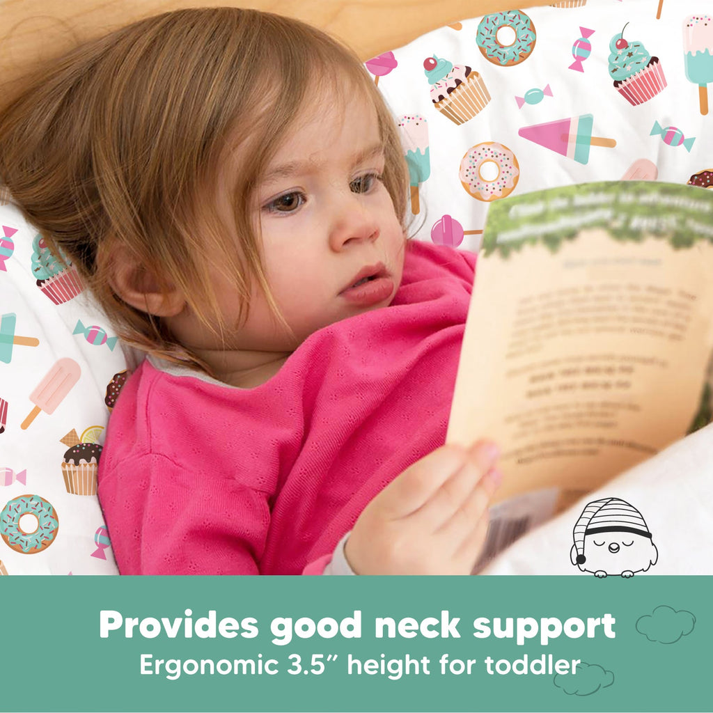 Toddler Pillow with Pillowcase, 13X18 Kids Travel Pillows Q6545