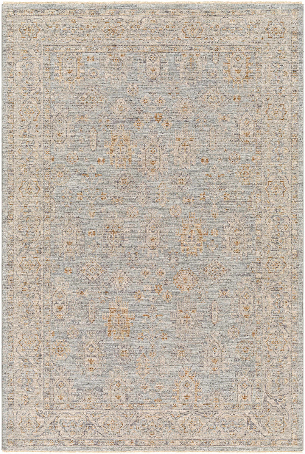 Gray Green Hallway Runner Rug N3705