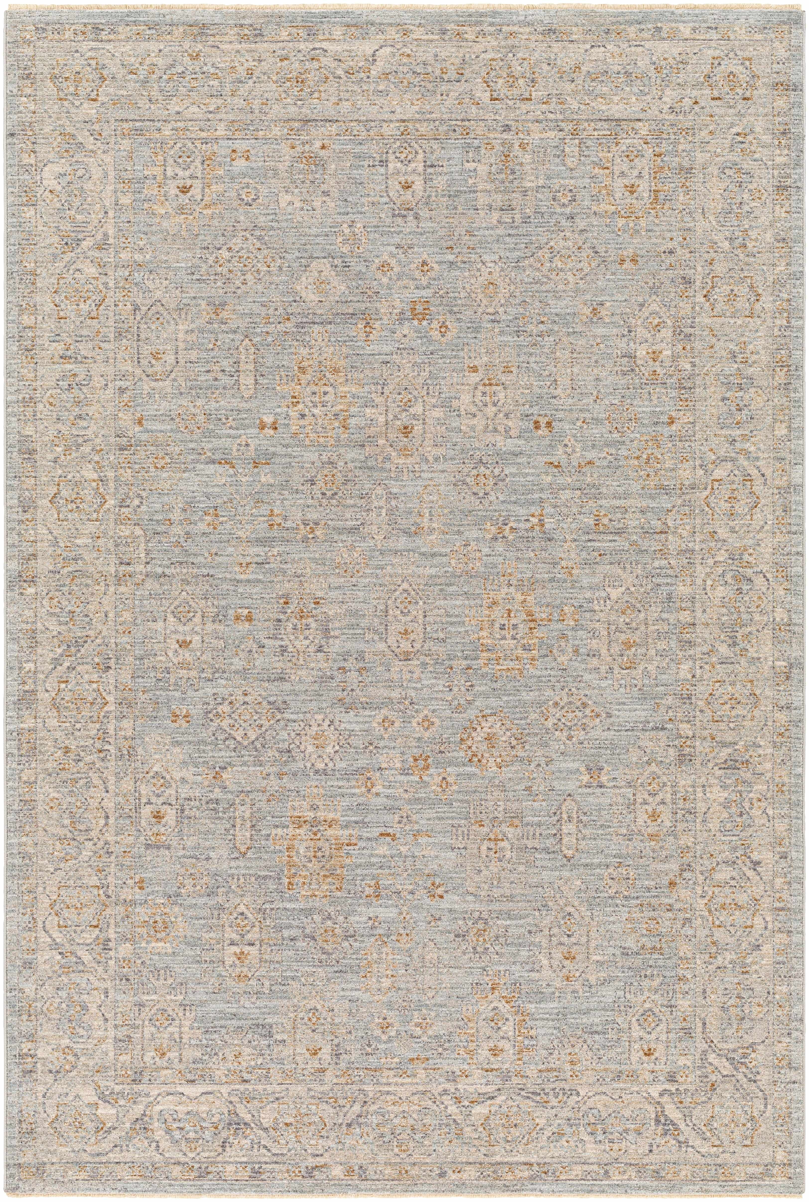 Gray Green Hallway Runner Rug N3705